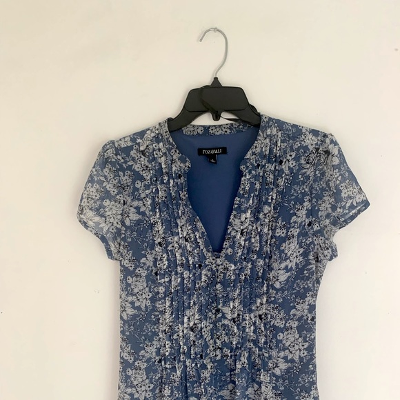 Roz & Ali Light Blue Floral Dress Size 6 - Picture 2 of 4